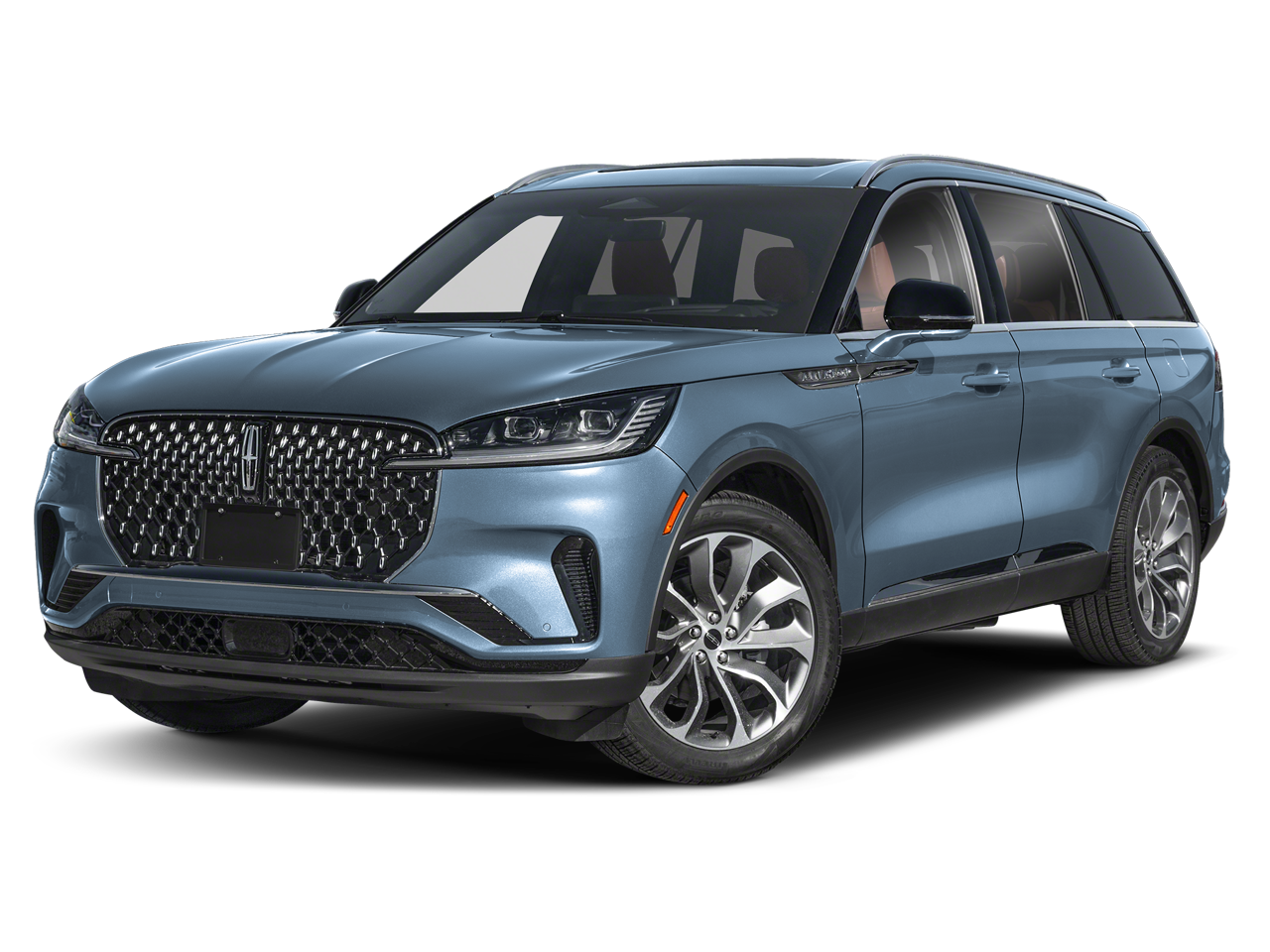 2026 Lincoln Aviator Reserve in Whisper Blue Metallic Clearcoat — front three-quarter view