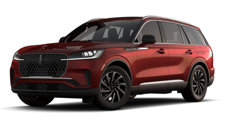 2026 Lincoln Aviator Premiere in Red Carpet Metallic Tinted Clearcoat — front three-quarter view
