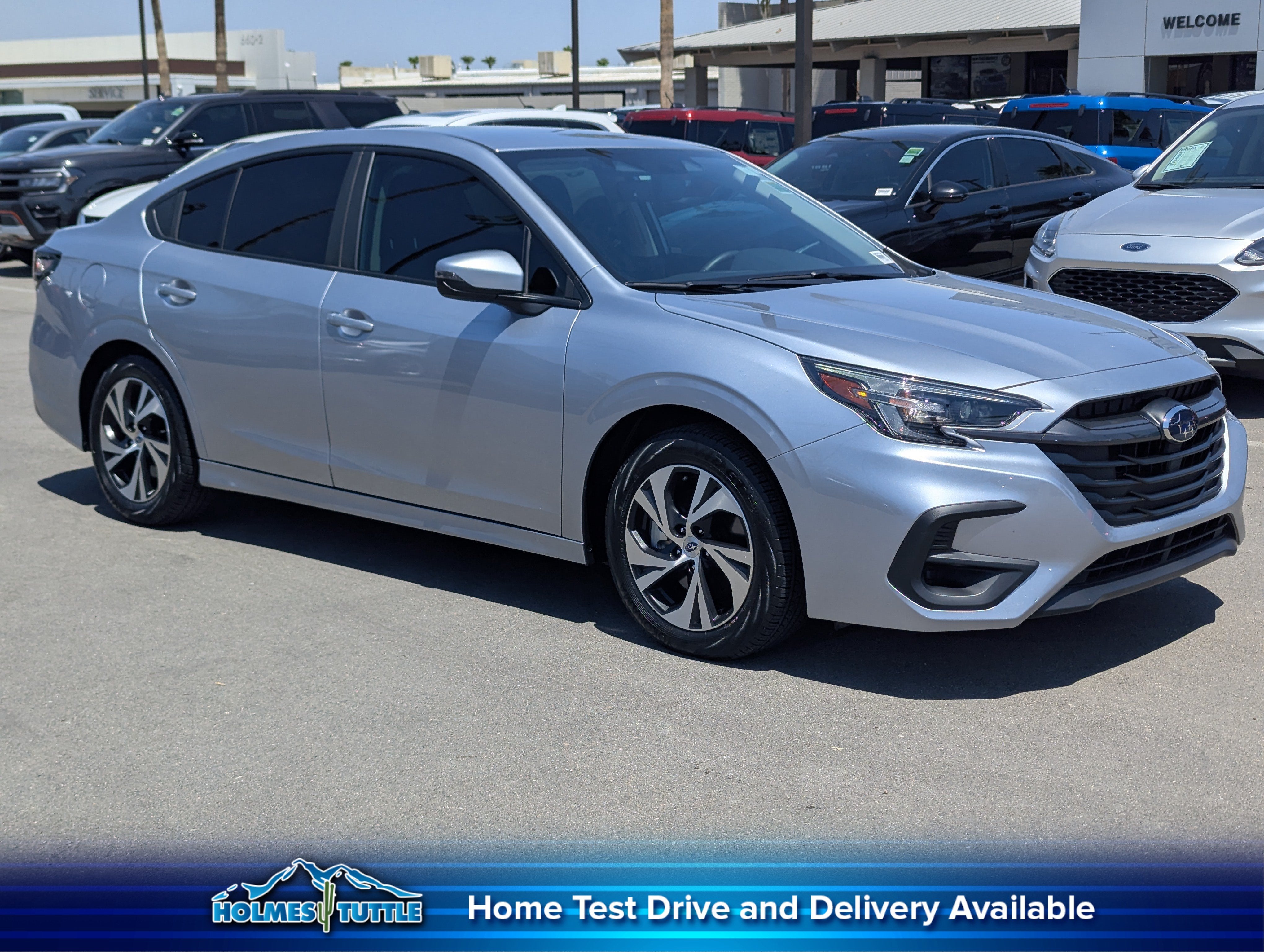 2025 Subaru Legacy Premium in Ice Silver Metallic — front three-quarter view