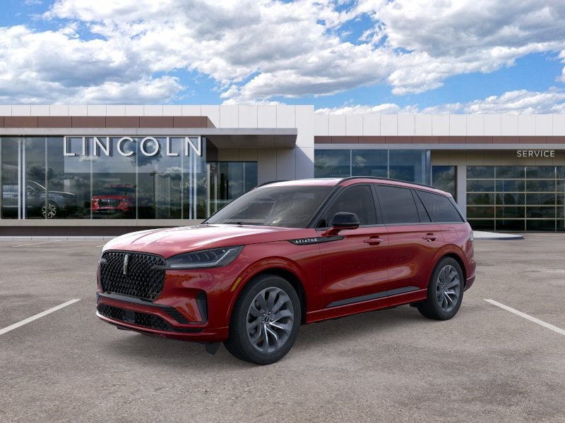 2026 Lincoln Aviator Premiere in Red Carpet Metallic Tinted Clearcoat — front three-quarter view